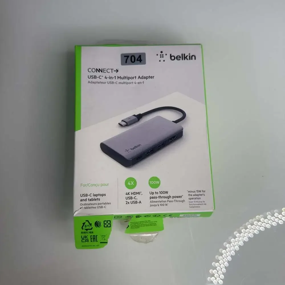 Belkin USB-C 4-in-1 Multiport Adapter with 4K HDMI, 100W Power Delivery
